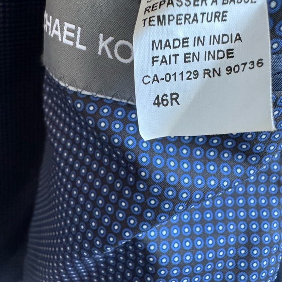 Michael Kors Mens Size 46R Sport Coat Navy Pique Textured Fully Lined 2 Button - Picture 6 of 7